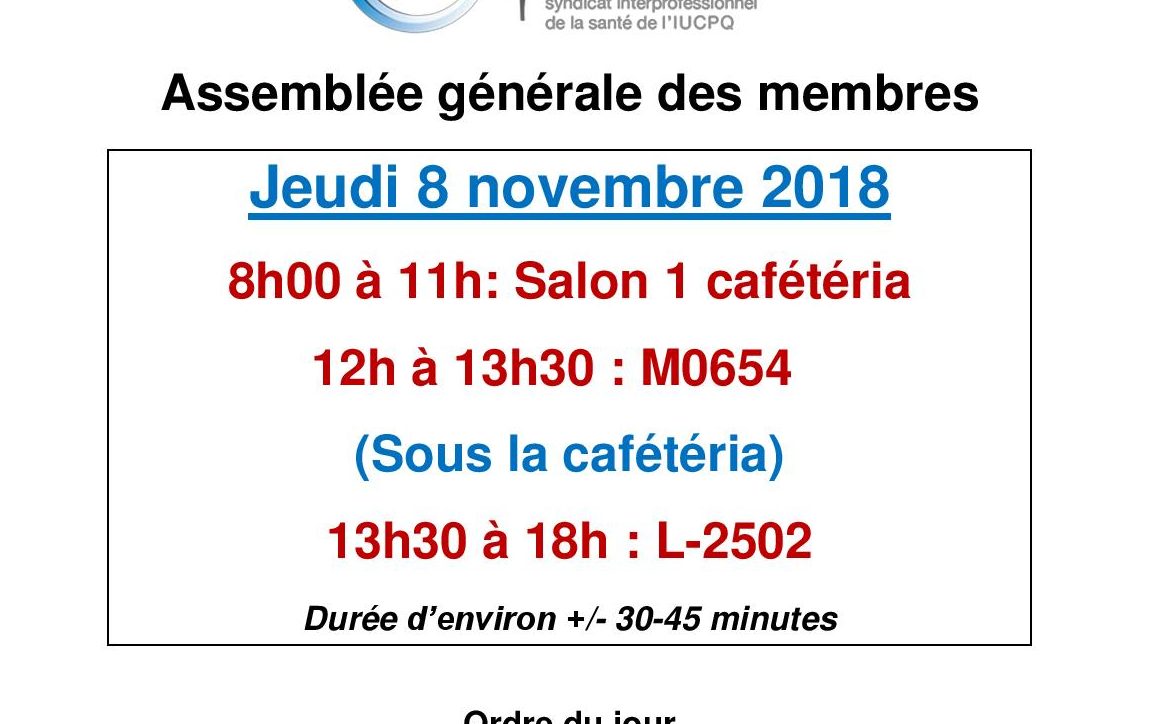 AGM 8 novembre 2018 congé de cotisation